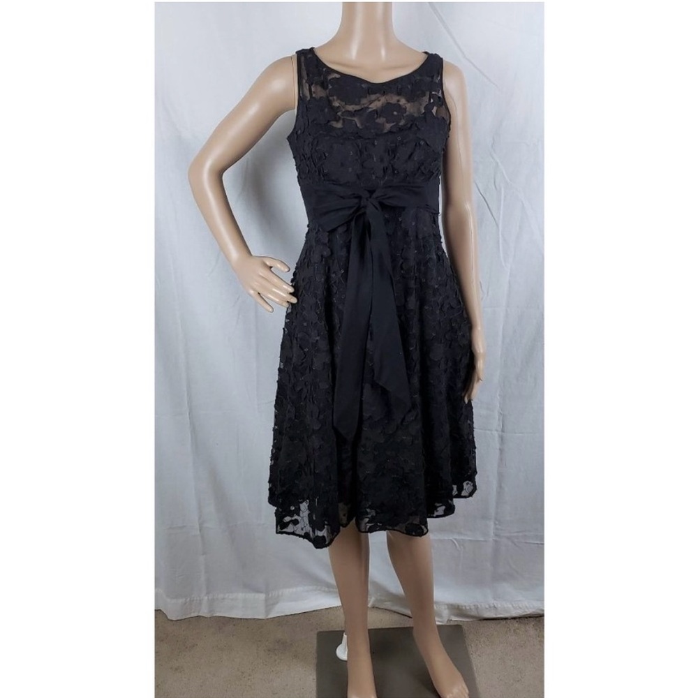 Adrianna Papell Womens 4 Black Lace Midi Dress